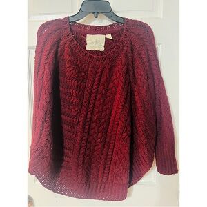 Angel Of The North Red Cable Knit Crew Neck Sweater